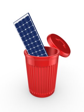Solar Battery in recycle bin. clipart