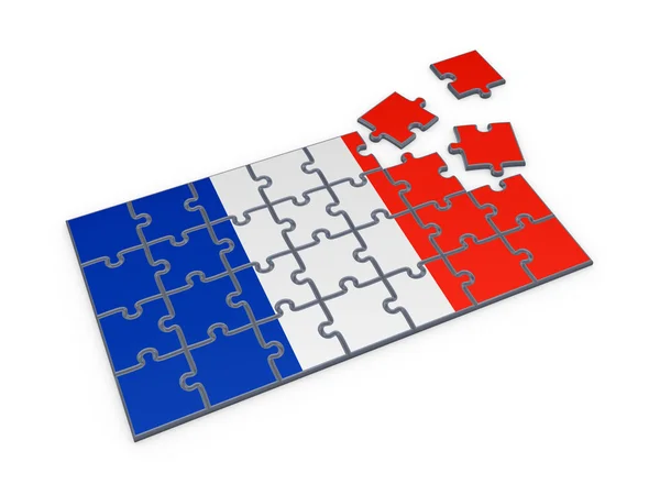 Franse vlag gemaakt van puzzels. — Stockfoto