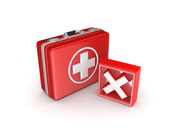 Marca de cruz vermelha em uma mala médica . — Fotografia de Stock