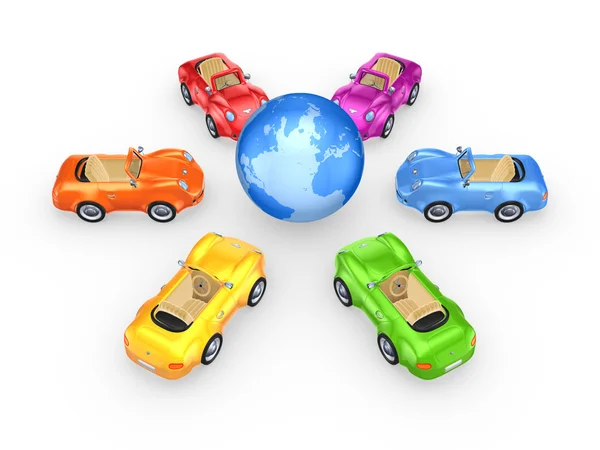 Kleurrijke auto's rond de wereld. — Stockfoto