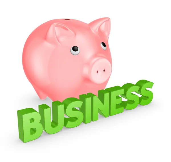 Pink piggy bank and word business. — Stock Photo, Image