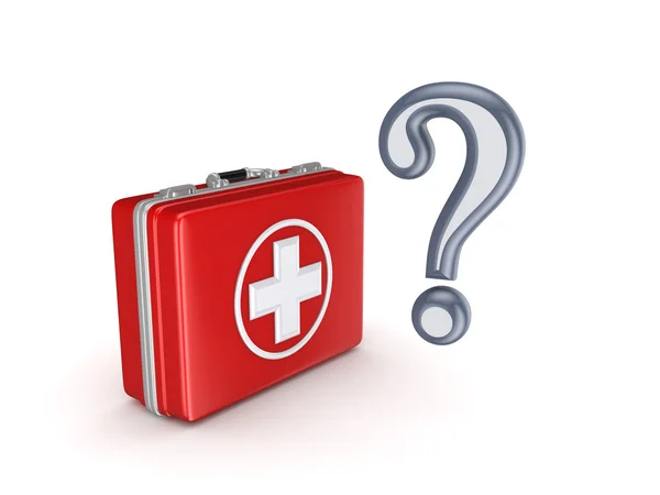 Query mark and medical suitcase. — Stock Photo, Image