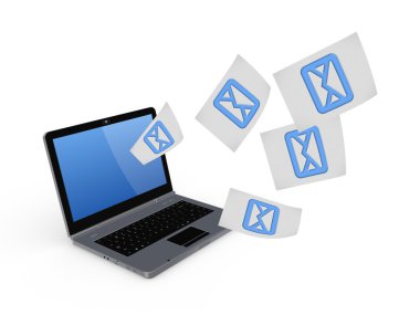 Notebook and symbol of envelope.