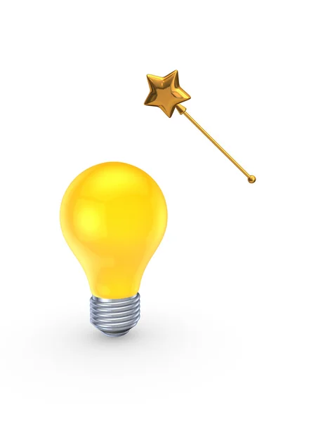 Yellow lamp and magic wand. — Stock Photo, Image