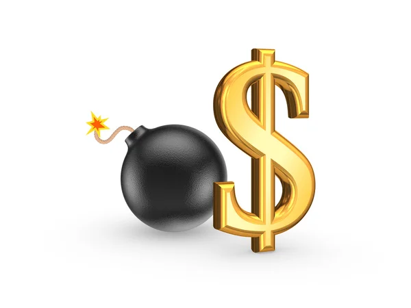 Sign of dollar and black bomb. — Stock Photo, Image