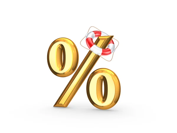 Lifebuoy and symbol of percents. — Stock Photo, Image