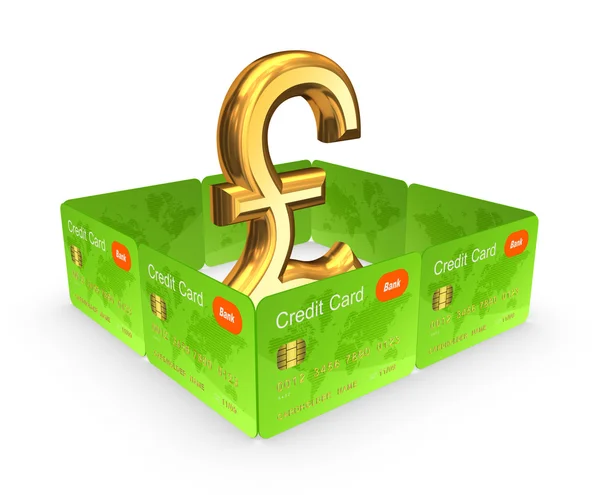 Pound sterling behind the wall of credit cards. — Stock Photo, Image