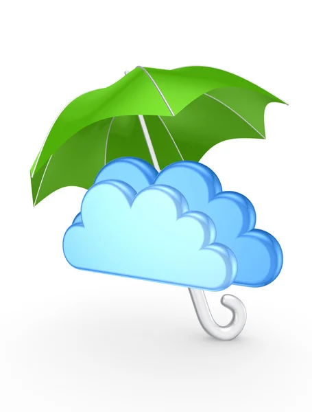 Символ облака под зеленым зонтиком . — стоковое фото