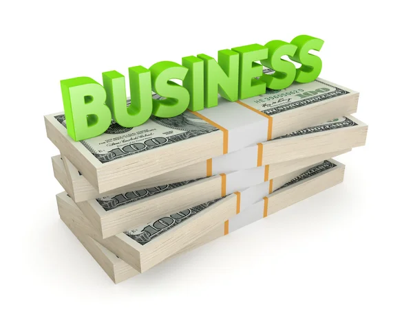 Слово "бизнес" и стопка долларов — стоковое фото