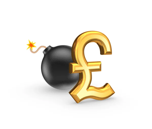 Sign of pound sterling and black bomb. — Stock Photo, Image