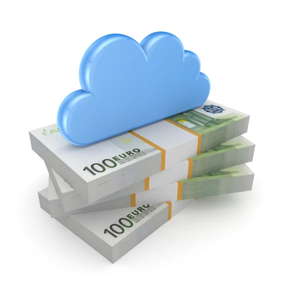 Cloud on a stack of euro. — Stock Photo, Image