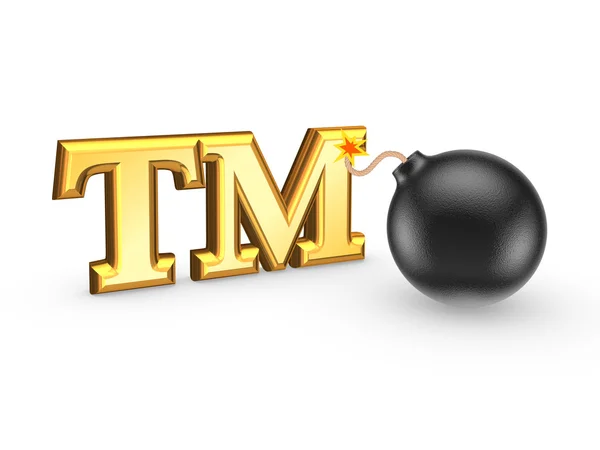 TM symbol and black bomb. — Stock Photo, Image
