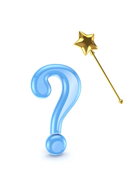 Query mark and magic wand. — Stock Photo, Image