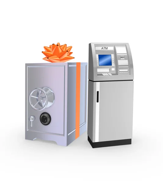 Eisentresor und Geldautomat. — Stockfoto