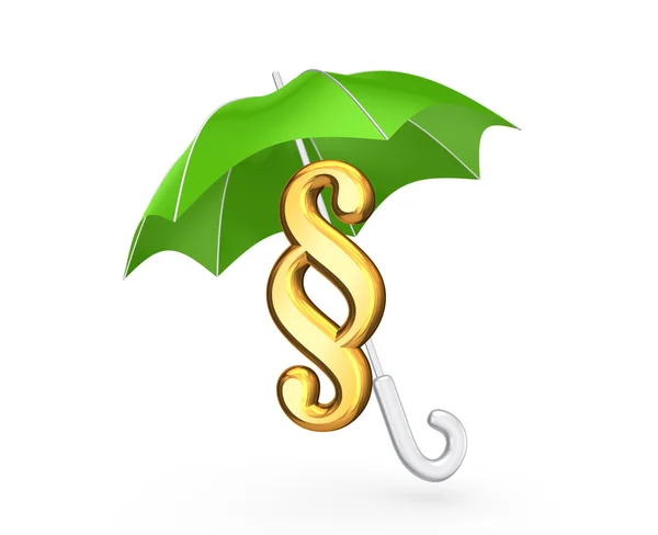 Symbol för punkt under grönt paraply. — Stockfoto