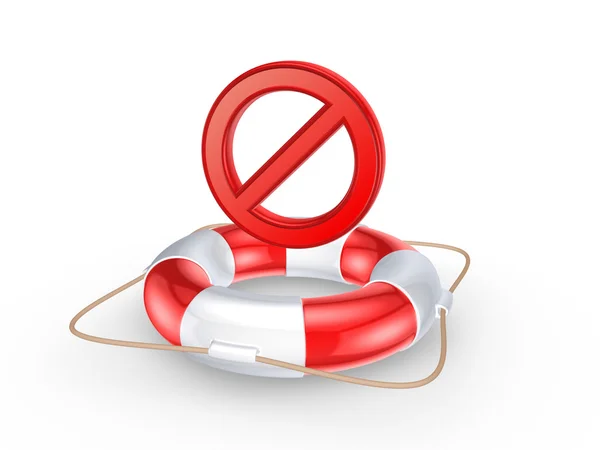 Lifebuoy e símbolo de proibição . — Fotografia de Stock