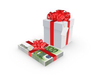 giftbox ve euro yığını.