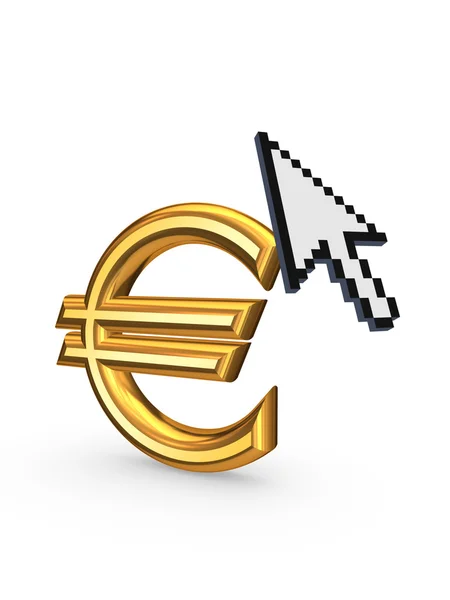 Kurzor és az euró jele. — Stock Fotó
