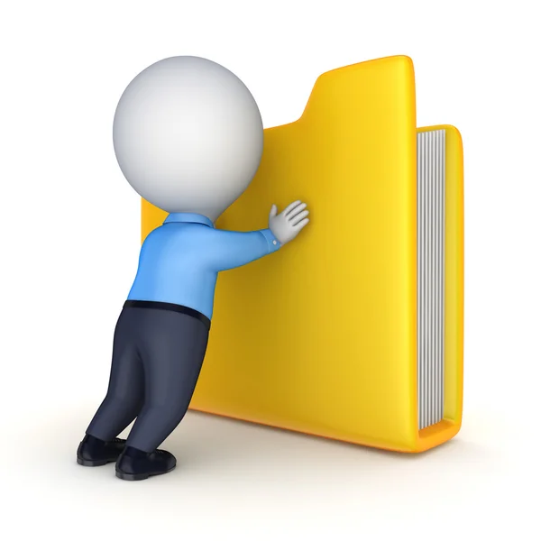 3d person and yellow folder. — Stock Photo, Image