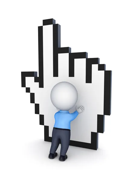 3d small person and cursor. — Stock Photo, Image