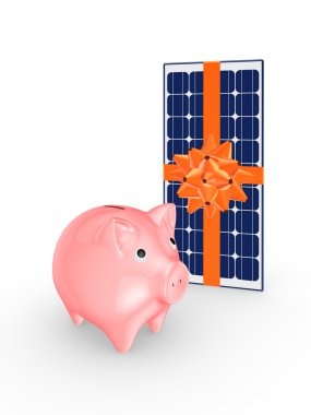 pembe kumbara ve güneş pili.