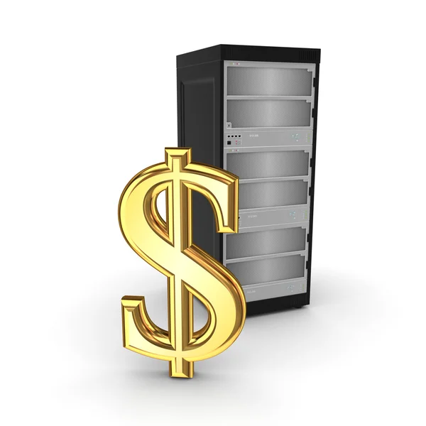 Server and symbol of dollar. — Stock Photo, Image