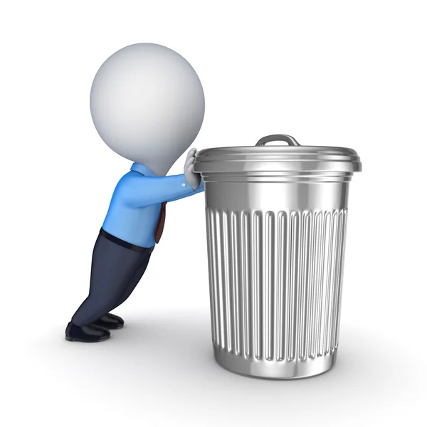 3d small person and recycle bin. — Stock Photo, Image