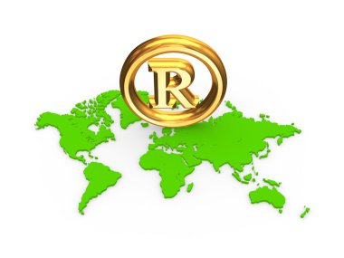 Copyright symbol on a map. clipart