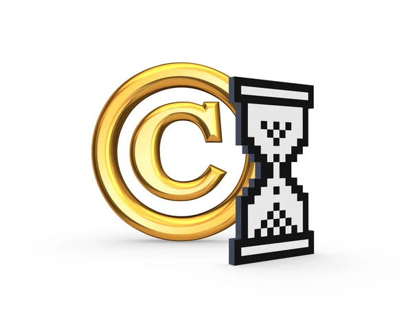 Symbool van auteursrecht en sandglass pictogram. — Stockfoto