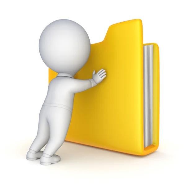 3d person and yellow folder. Royalty Free Stock Images