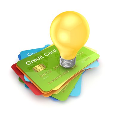 renkli bir kredi kartlarında sarı lamba.