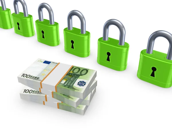 Stack of euro and colorful locks. — Stock Photo, Image