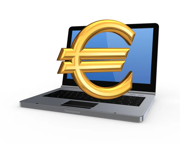 Znak eura na notebook. — Stock fotografie