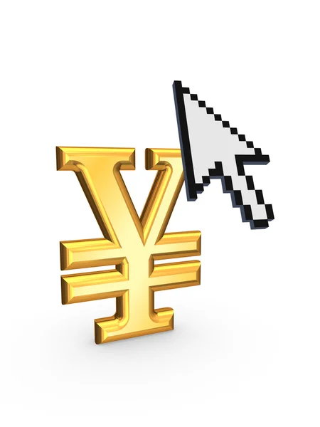 Kursor i symbol jenów. — Zdjęcie stockowe