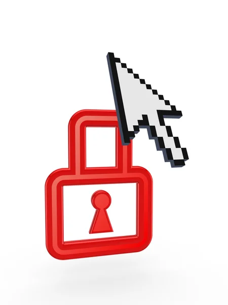 Cursor en symbool van lock. — Stockfoto