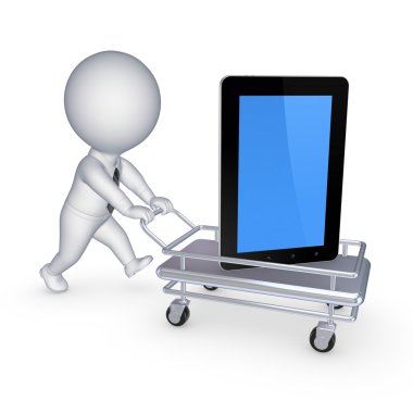 Tablet PC'de bir el.