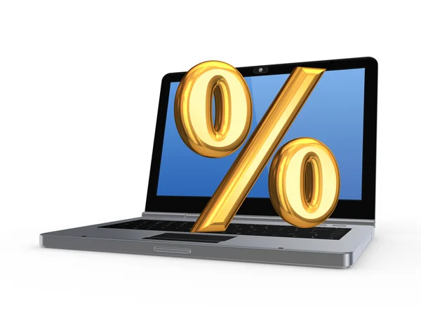 Символ відсотків на ноутбуці . — стокове фото