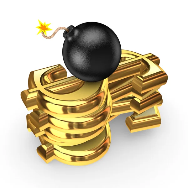 Black bomb and symbols of dollar. — Stock Photo, Image