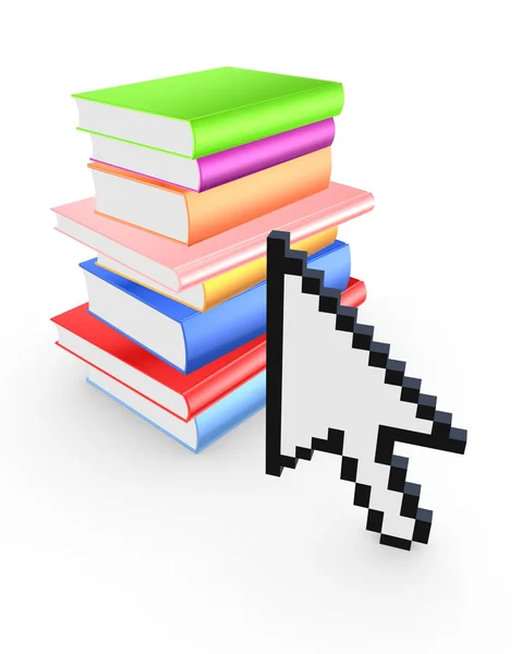 Cursor and colorful books. — Stock Photo, Image