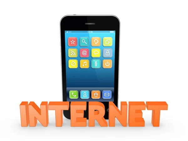 Woord van internet en mobiele telefoon. — Stockfoto