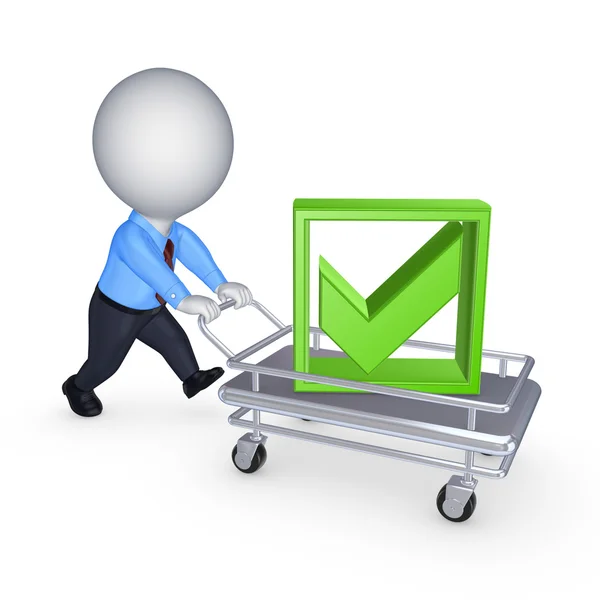 3d person with pushcart. — Stock Photo, Image