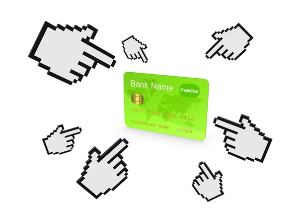 Cursores em torno do cartão de crédito . — Fotografia de Stock