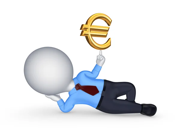 3D malý člověk se symbolem euro. — Stock fotografie
