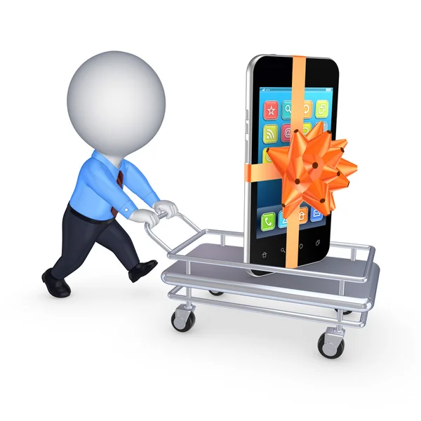 Mobile phone on a pushcart. — Stock Photo, Image