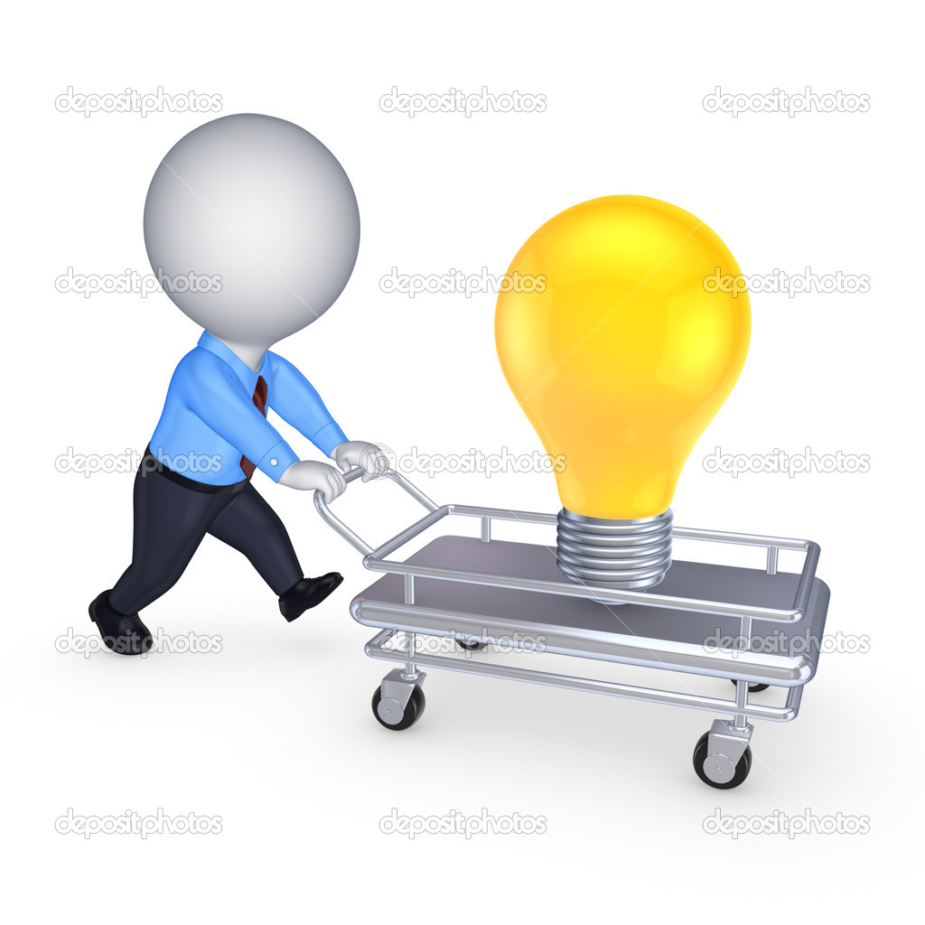 3d person with pushcart and yellow lamp.