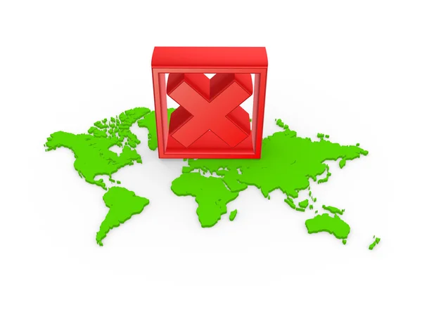 Red cross mark on a map. — Stock Photo, Image