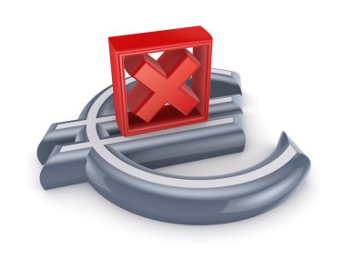 euro işareti üzerine kırmızı çarpı işareti.