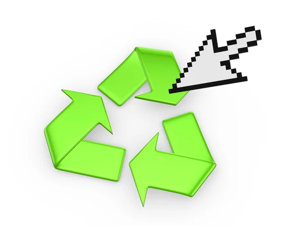 Symbol of recycle and cursor. — Stock Photo, Image