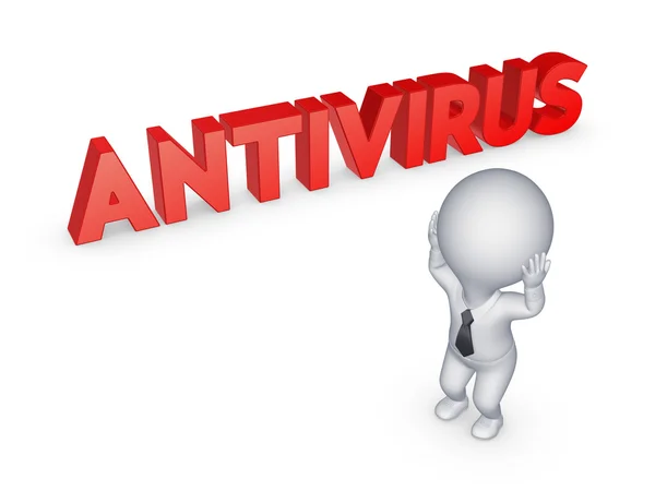 3D kleine Person und Wort Antivirus. — Stockfoto