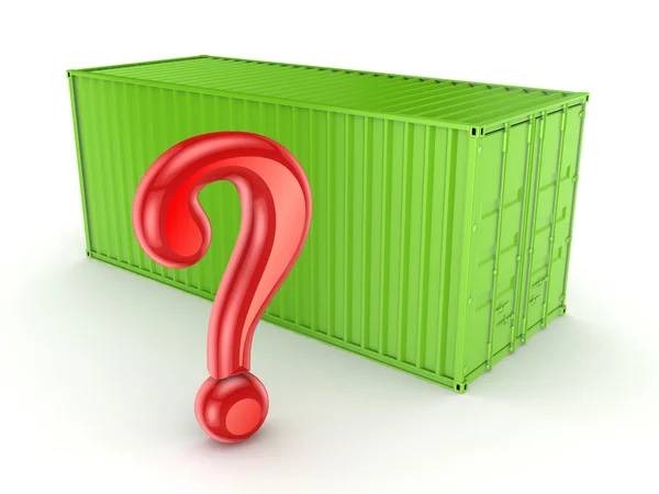 Grüner Container und Abfragezeichen. — Stockfoto